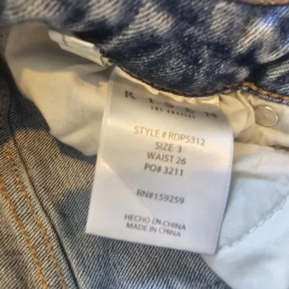 Risen Distressed Straight Leg Jeans Raw Hem High Rise Size 3 - Picture 3 of 5